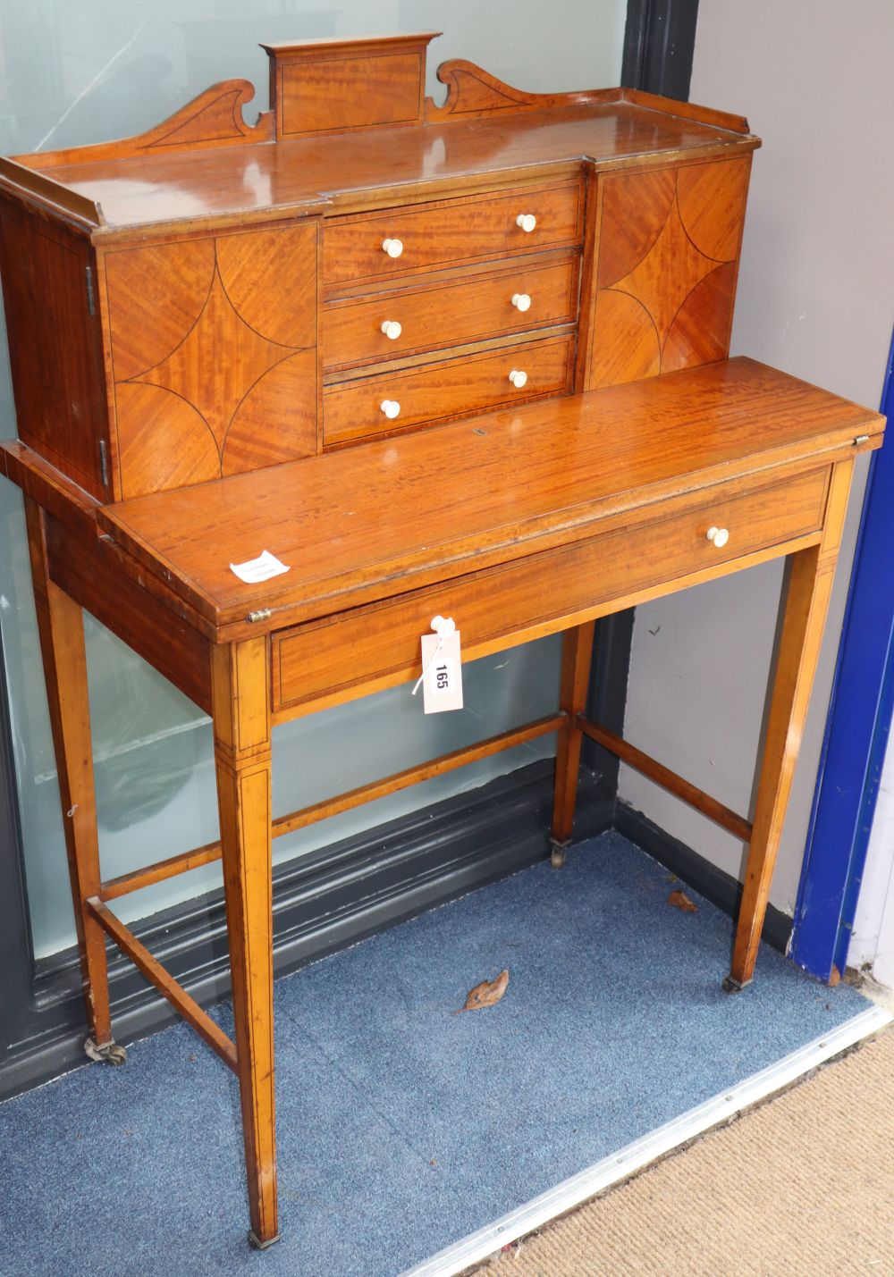 A Sheraton revival satinwood bonheur du jour, early 20th century,